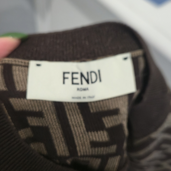 Fendi Brown Monogram Crewneck Sweater Top - Picture 3 of 4